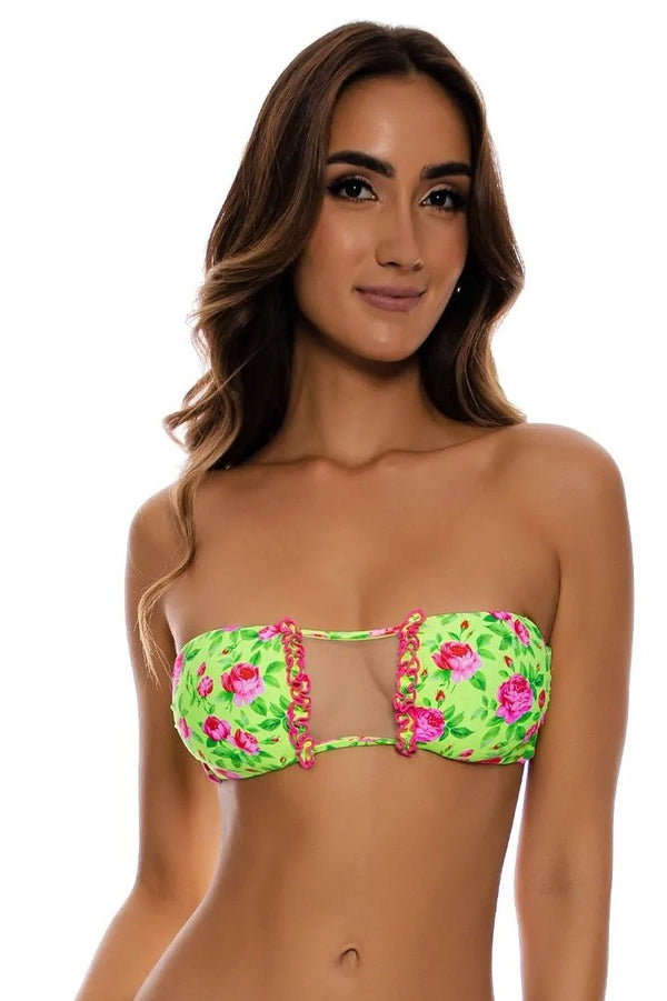 Luli Fama Ti Amo Ruffle Trim Bandeau Top
